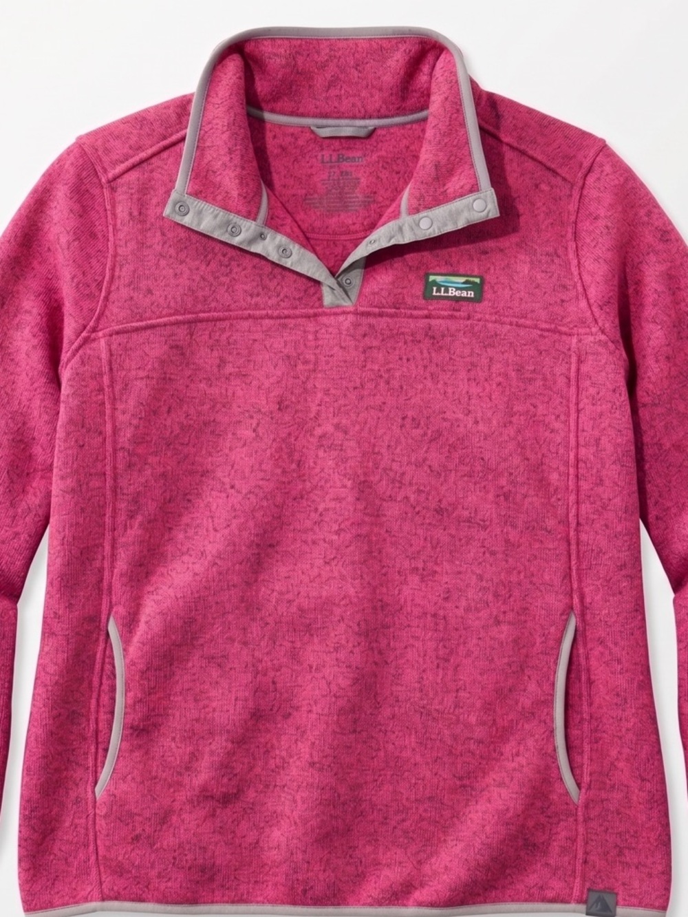 L.L. Bean Womens XL Fleece Pullover Sweater Pink Snap Neck Cozy Outdoor Top